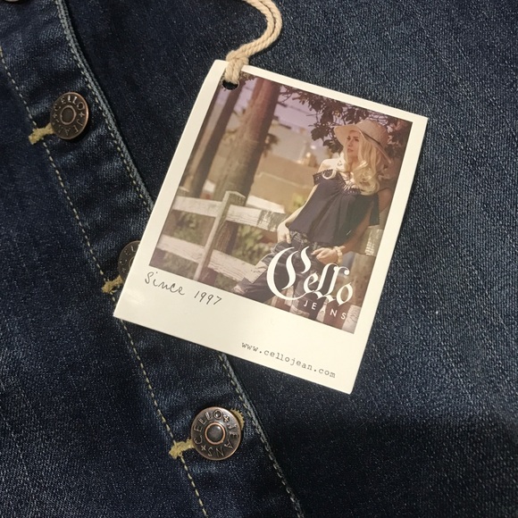 CELLO JEANS Blue Denim Jean Mid Length Button Front Straight Skirt Size M New! - Picture 9 of 15